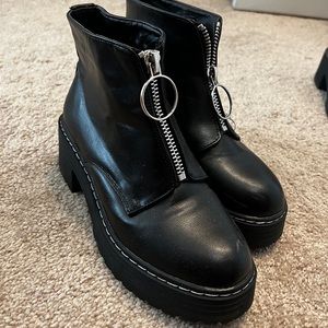 Black zip up boots